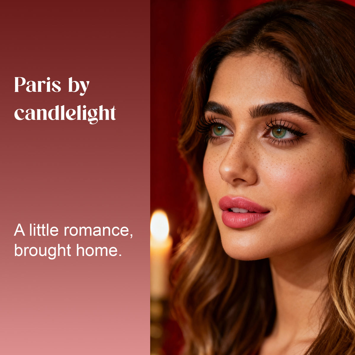 Woman by candlelight, evoking the mood of Amira Rose: "Paris by candlelight"