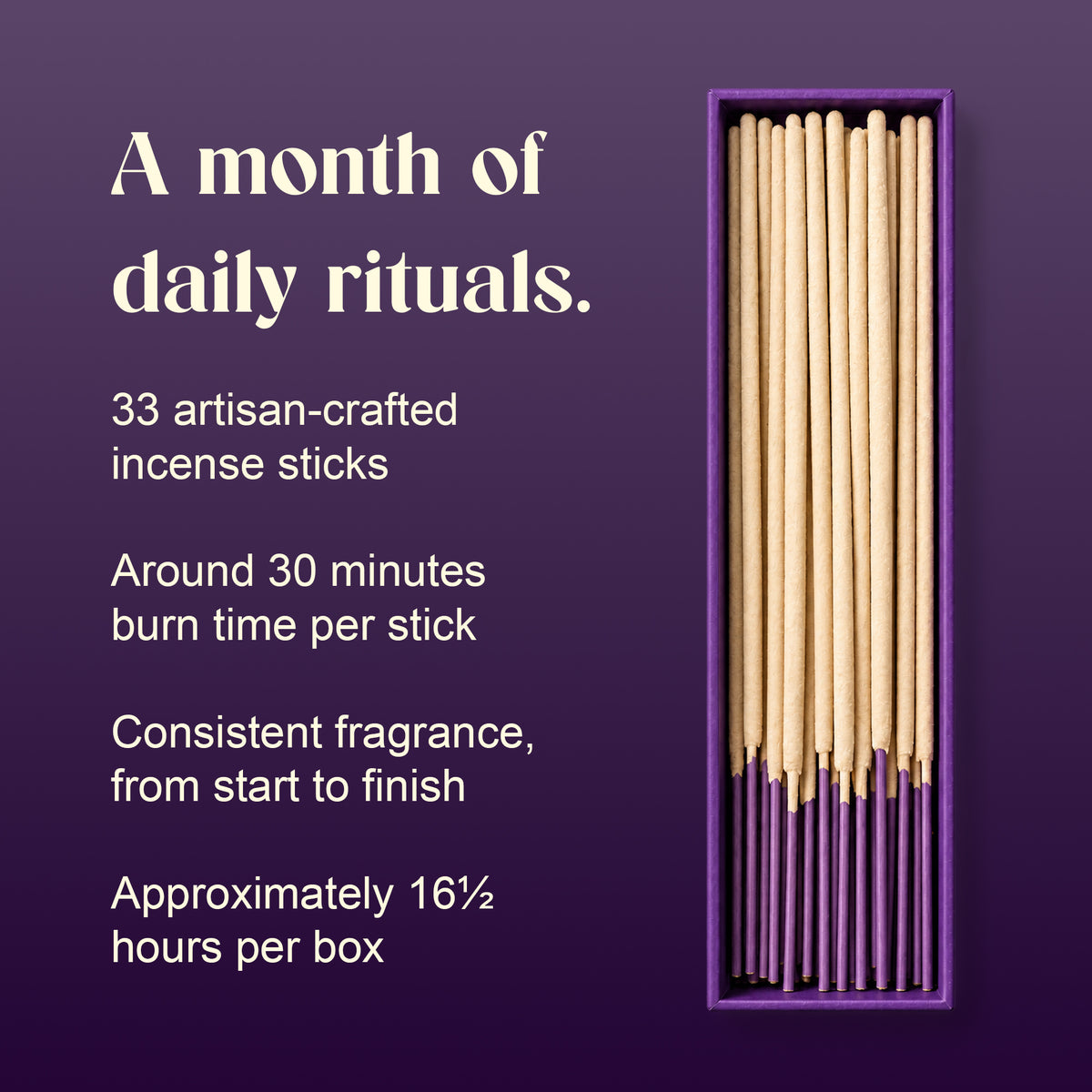 A month of daily rituals: Loban box of 33 hand-rolled sticks, about 30 minutes per stick and 16½ hours per box