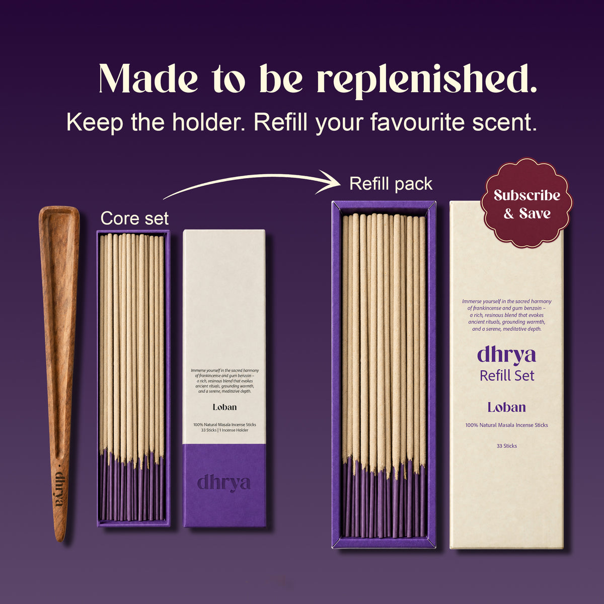 Made to be replenished: keep the rosewood holder and refill your favourite scent with the Loban refill pack