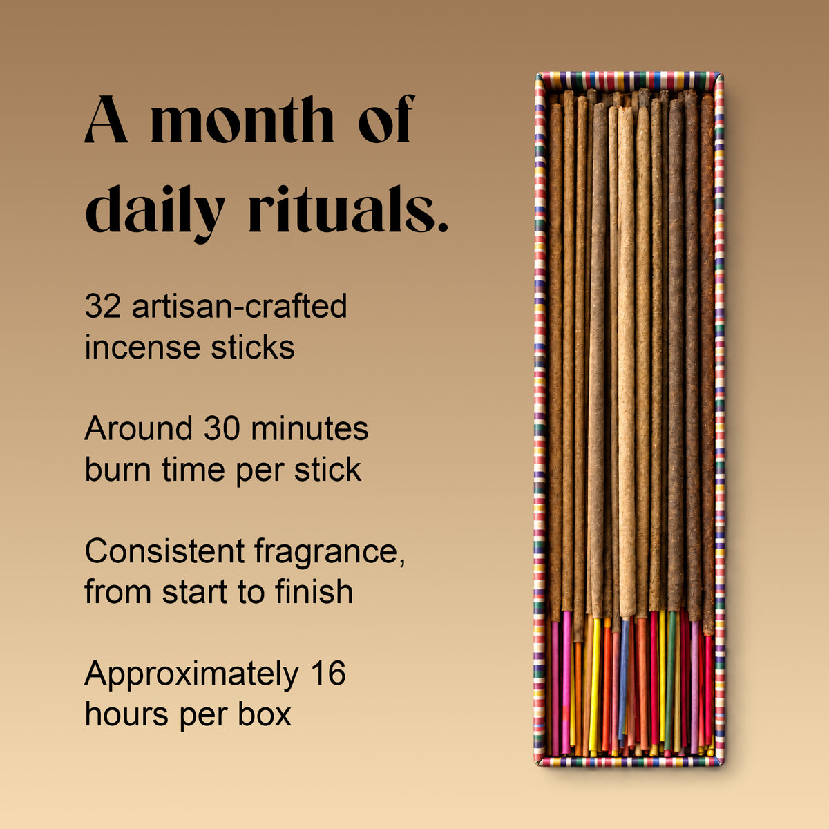 A month of daily rituals: Majestic Blend box of 32 hand-rolled sticks, about 30 minutes per stick and 16 hours per box