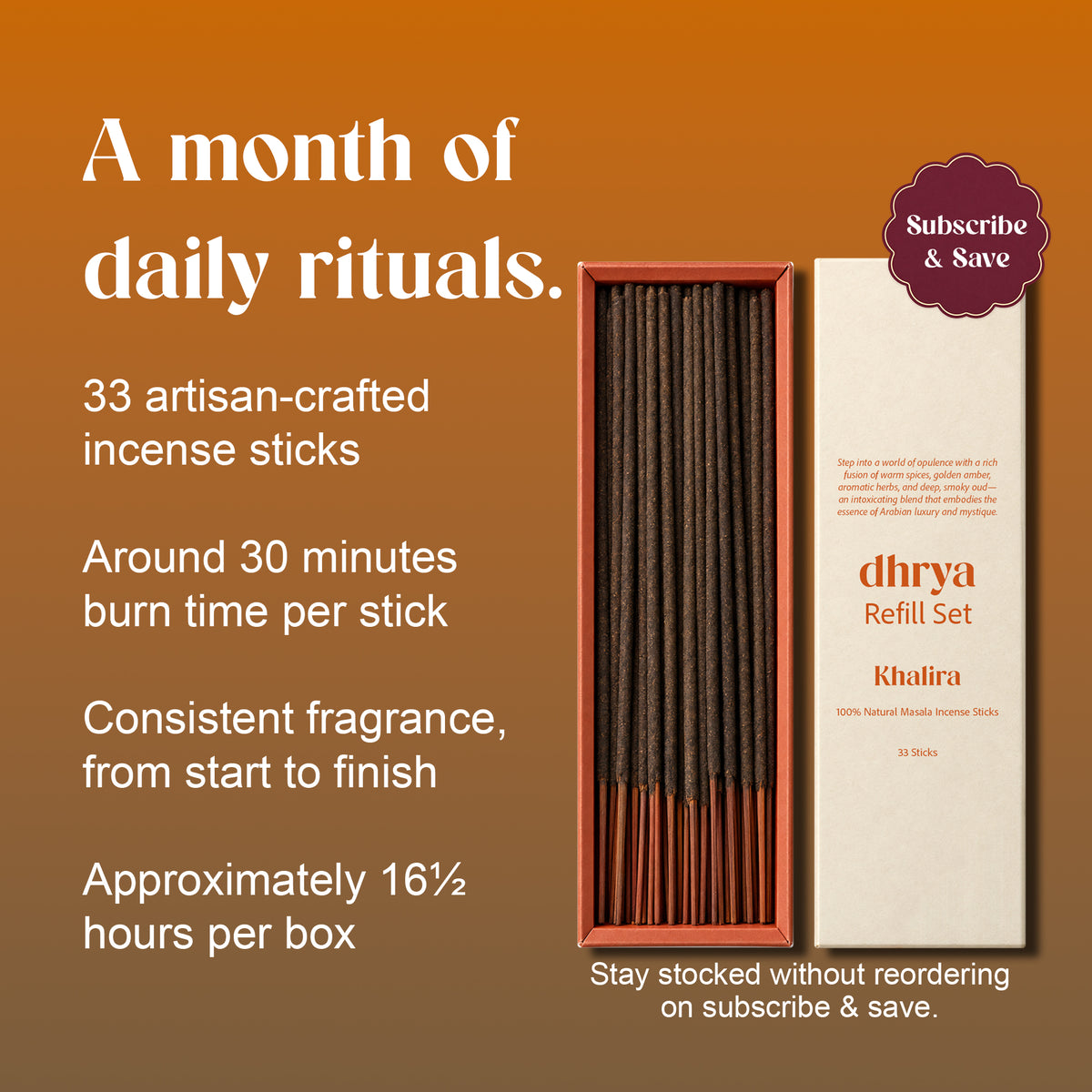 A month of daily rituals: Khalira box of 33 hand-rolled sticks, about 30 minutes per stick and 16½ hours per box