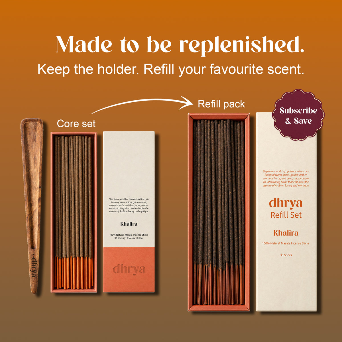 Made to be replenished: keep the rosewood holder and refill your favourite scent with the Khalira refill pack